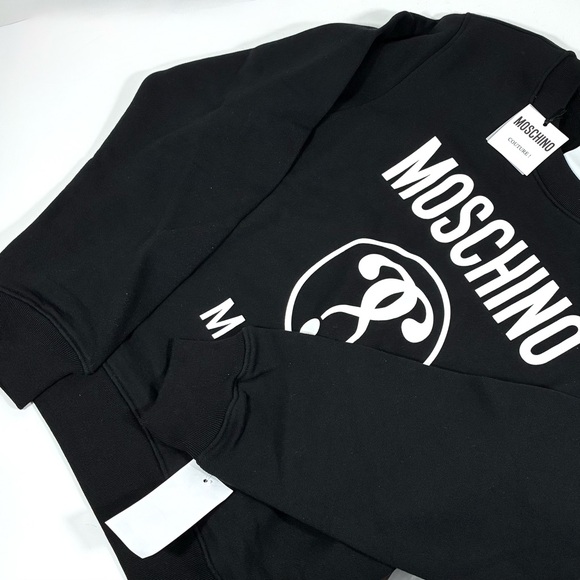 Moschino Couture Logo Double Question Mark Crewneck Sweatshirt Black US 8 NWT - Picture 13 of 17